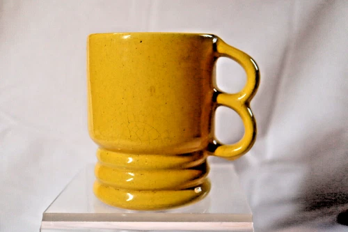 Vintage Frankoma Pottery Yellow Glazed C11 Double Finger Handle Coffee Mugs