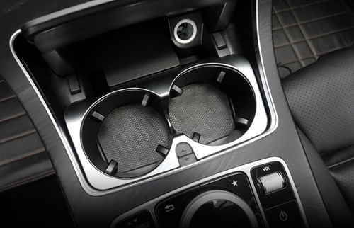Consola central plateada ABS marco de taza de agua borde para Benz Clase C W205 2015-2021 - Imagen 4 de 6