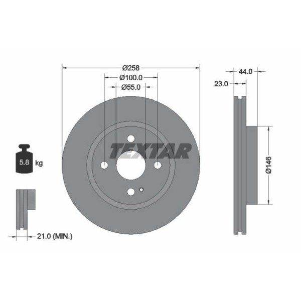 Textar 2X Bremsscheibe Vorne Ø258 Mm InnenbelüFtet FüR Ford Fiesta Vi Mazda 2-image