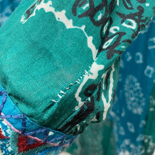 Johnny Was Workshop Womens Blue Green Bandana Print Henley Midi Shirt Dress XS - Picture 8 of 15