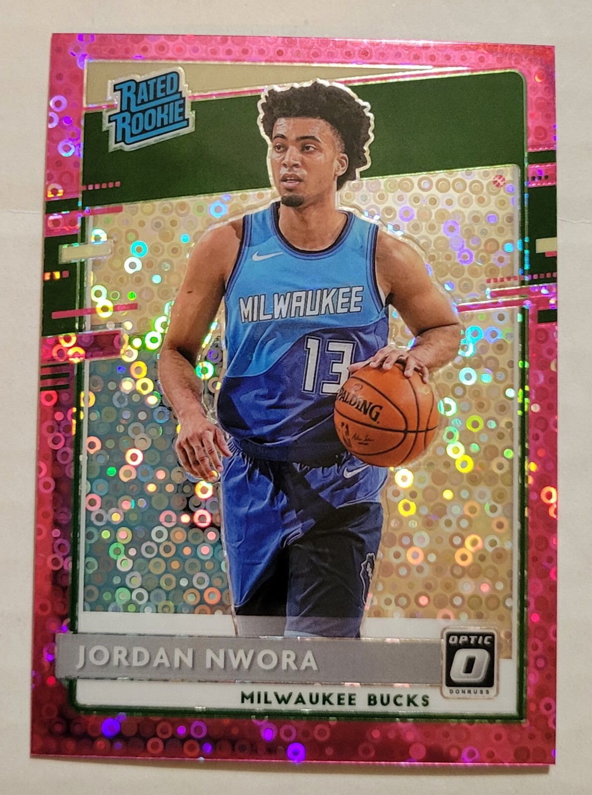 2020-21 Panini Donruss Optic Jordan Nwora Pink Fast Break Rated Rookie RC #01/20