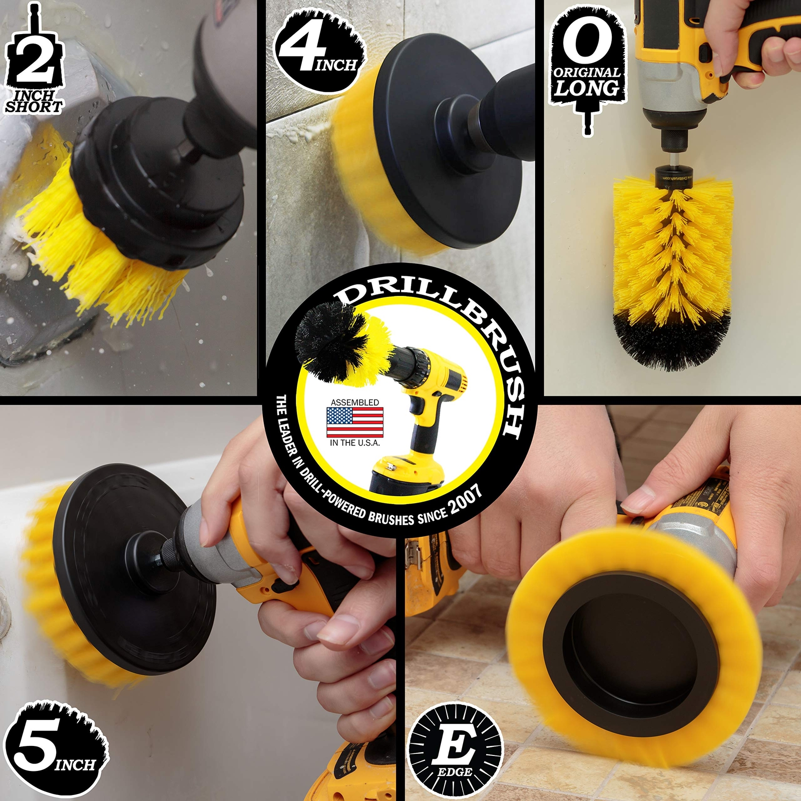 Drill Brush Power Scrubber By Useful Products Grout Cleaner Brush Kit Bathroom D
