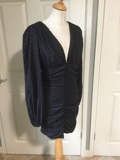 Pretty Little Thing Black Cotton Broderie Anglaise Body Con Dress Size 10