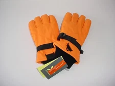 All In Motion Snow Sport Gloves Unisex Youth 8-14 Orange Wrist Straps Waterproof