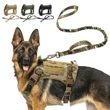 Durable Tactical Dog Harness and Leash Set Military Training Pet Vest Molle M-XL