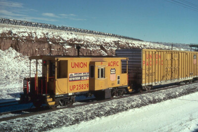 Railroad Slide - Union Pacific #25829 Caboose Vintage Freight Train UP Railway