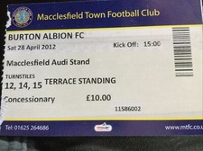 Used Ticket - Macclesfield Town v Burton Albion 2011/12