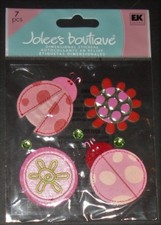 JOLEES BOUTIQUE DIMENSIONAL 7 STICKERS LADYBUGS AND FLOWERS