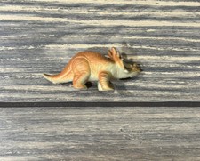 Vintage Tan Triceratops Dinosaur Figure Figurine Toy 2.5  