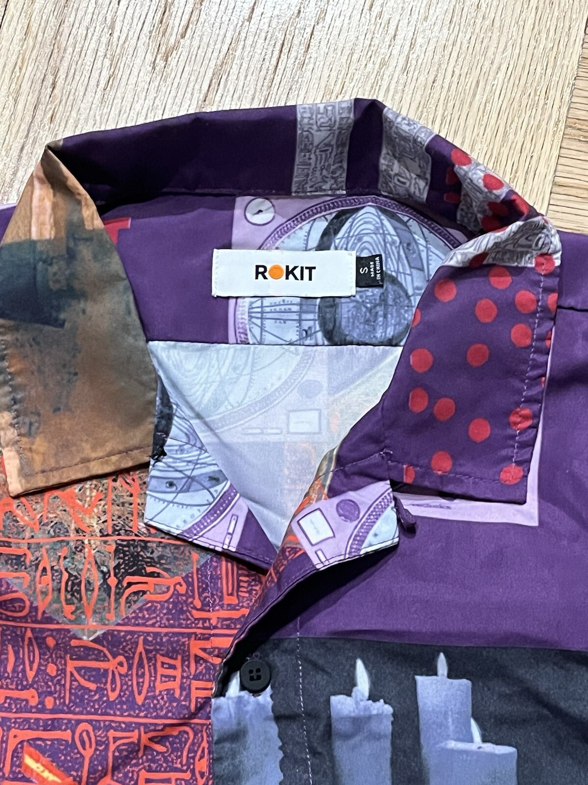 Purple Patterned Button-Down Rokit Shirt Size SMA… - image 2