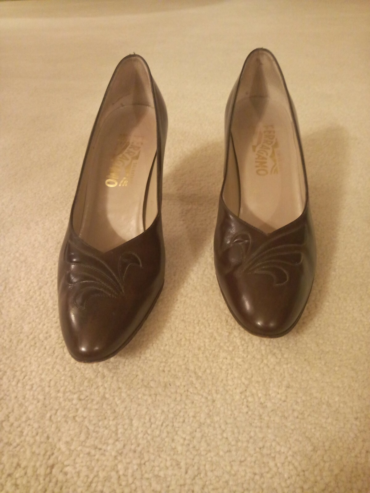 Ferragamo Women's Shoes Brown Leather Womens Pumps Size 9 1/2 AA eBay