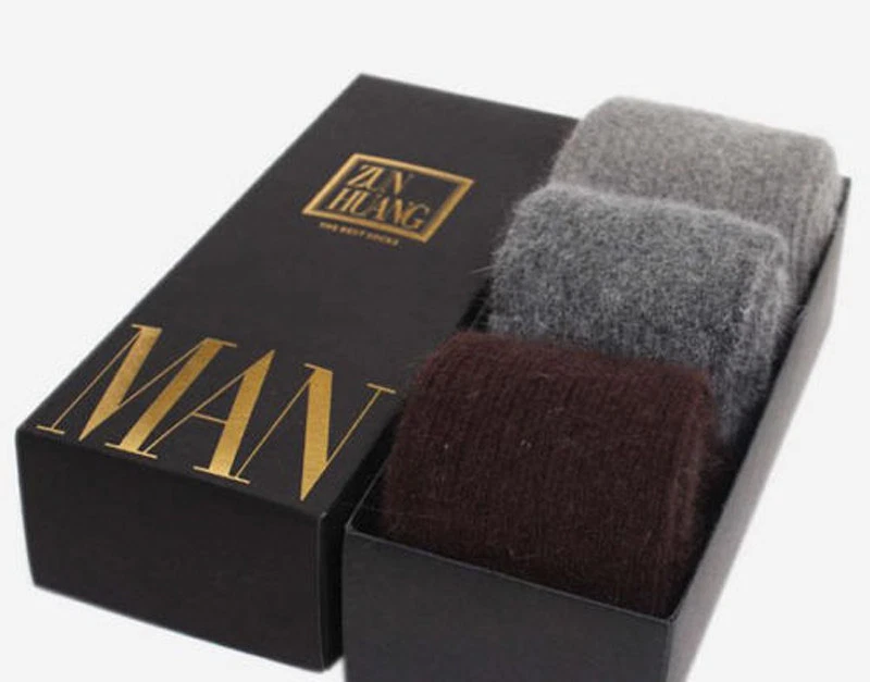 3 pares de calcetines informales suaves cálidos gruesos de invierno cachemir 100 % lana para hombre regalo de Navidad Foto 2 de 4