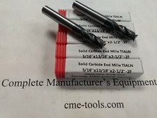 5pc 5/16x13/16x2-1/2" 2 flute s/e Carbide End Mills Tialn Coated 1006-TN2F-516
