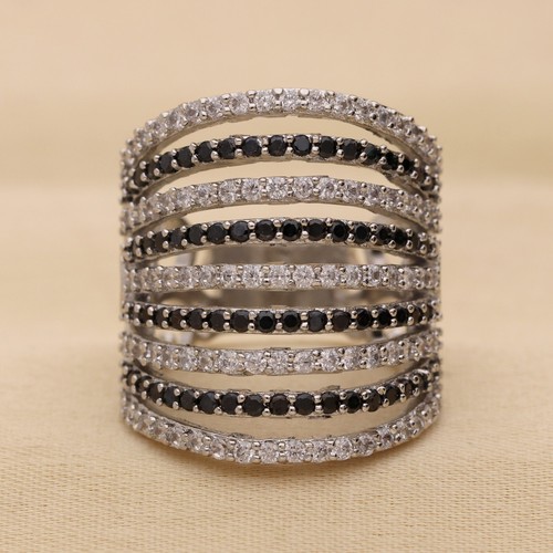 Umwerfend Cubic Zirkonia Nine Line Riesiges Hochzeit Damen Ring Variant Color - Bild 67 von 129