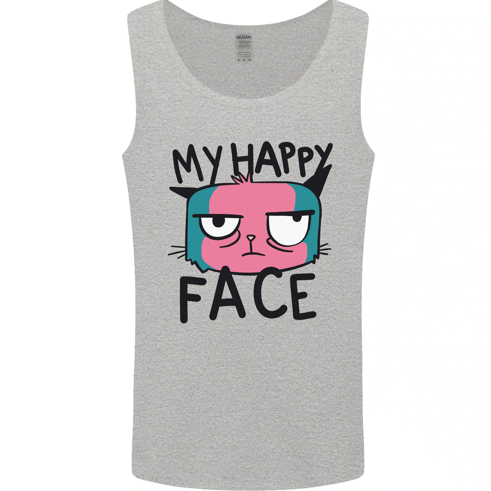 Funny Grumpy Cat Happy Face Men's Vest Tank Top