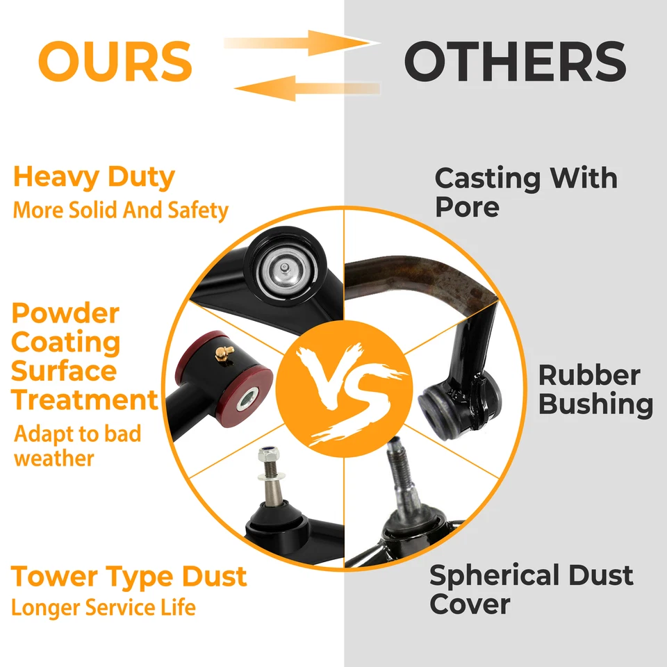 Par de brazos de control de elevación delanteros superiores de 2-4" para Nissan 2005-19 Armada 2004-15 Titan Foto 3 de 4