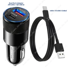 Fast Car Charger Adapter PD 38W For iPhone 15 16 Pro Max Samsung USB Type C Cord
