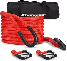3/4” x 20FT Kinetic Recovery Rope Kit 2 Soft Shackles, 26500LBS Tow Rope Snatch