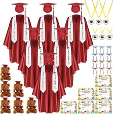 60 Pcs Kindergarten Preschool Graduation Cap Gown WINE RED, MEDIUM SIZE 30