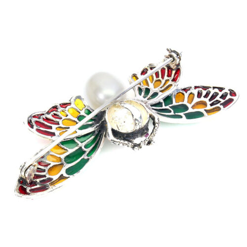 Verano 925 Broche de Plata Perla Rubí Marcasita Mariposa Piedra Preciosa Joyería - Imagen 3 de 10