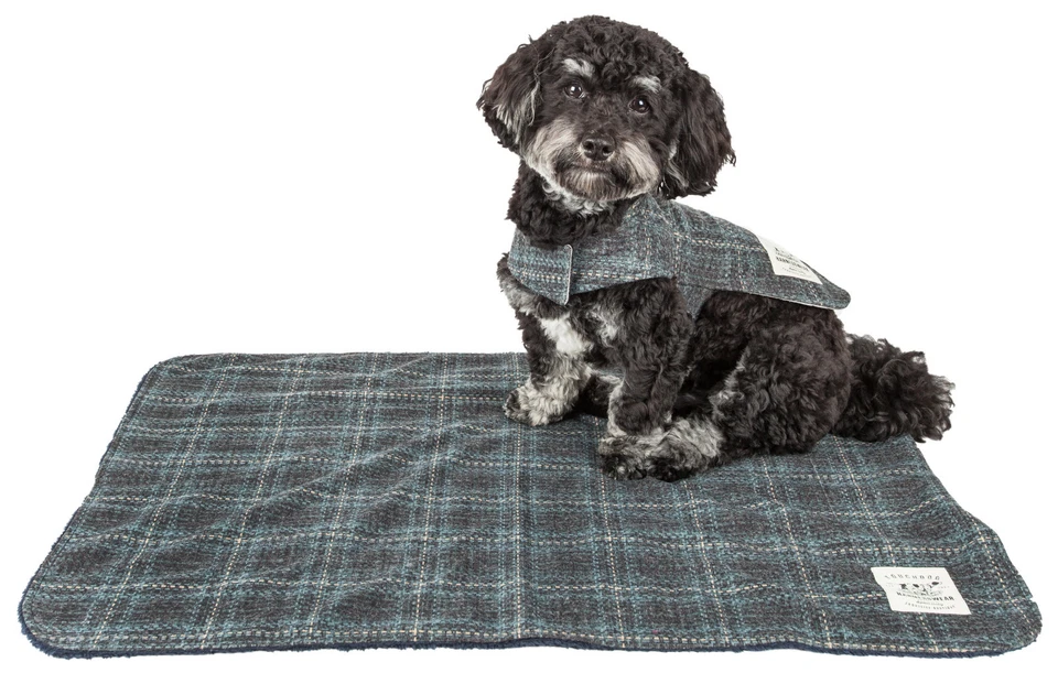 Abrigo de cama a cuadros para perro Touchdog 2 en 1 con ventana a juego y alfombrilla de cama de diseño para perro Foto 3 de 4