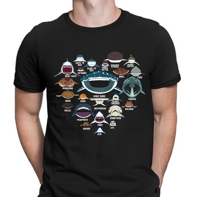 Shark Faces Marine Sea Life Limited Edition Retro Vintage Herren T-Shirts...