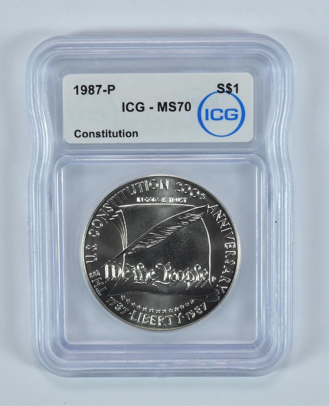 1987-P Constitution Commemorative Silver Dollar MS70 ICG *0675