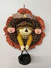 Halloween Fabric Scarecrow Wreath Fall Halloween Decor Front Door Trick  Treat