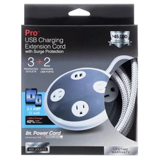 GE 3-Grounded Outlet Surge Orb with USB, 8 ft., Gray - 41386