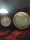 1918 India One Rupee & 1943 USA Mercury Dime SILVER COINS