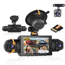 360° Dash Cam for car, 4 Channel Front Rear Inside 1080P Camera with 64G Card...