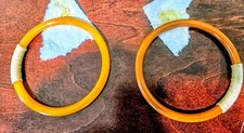 Vintage Pair Of Butterscotch Bakelite Bangle Bracelets - Simichrome tested.