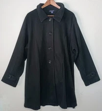 Roamans Womens Plus Size 1X 22/24 Black Plush Fleece Long Jacket Driving Coat