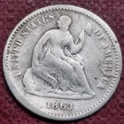 1863 P Seated Liberty Half Dime 5c VF Details Rare Philadelphia  #99463