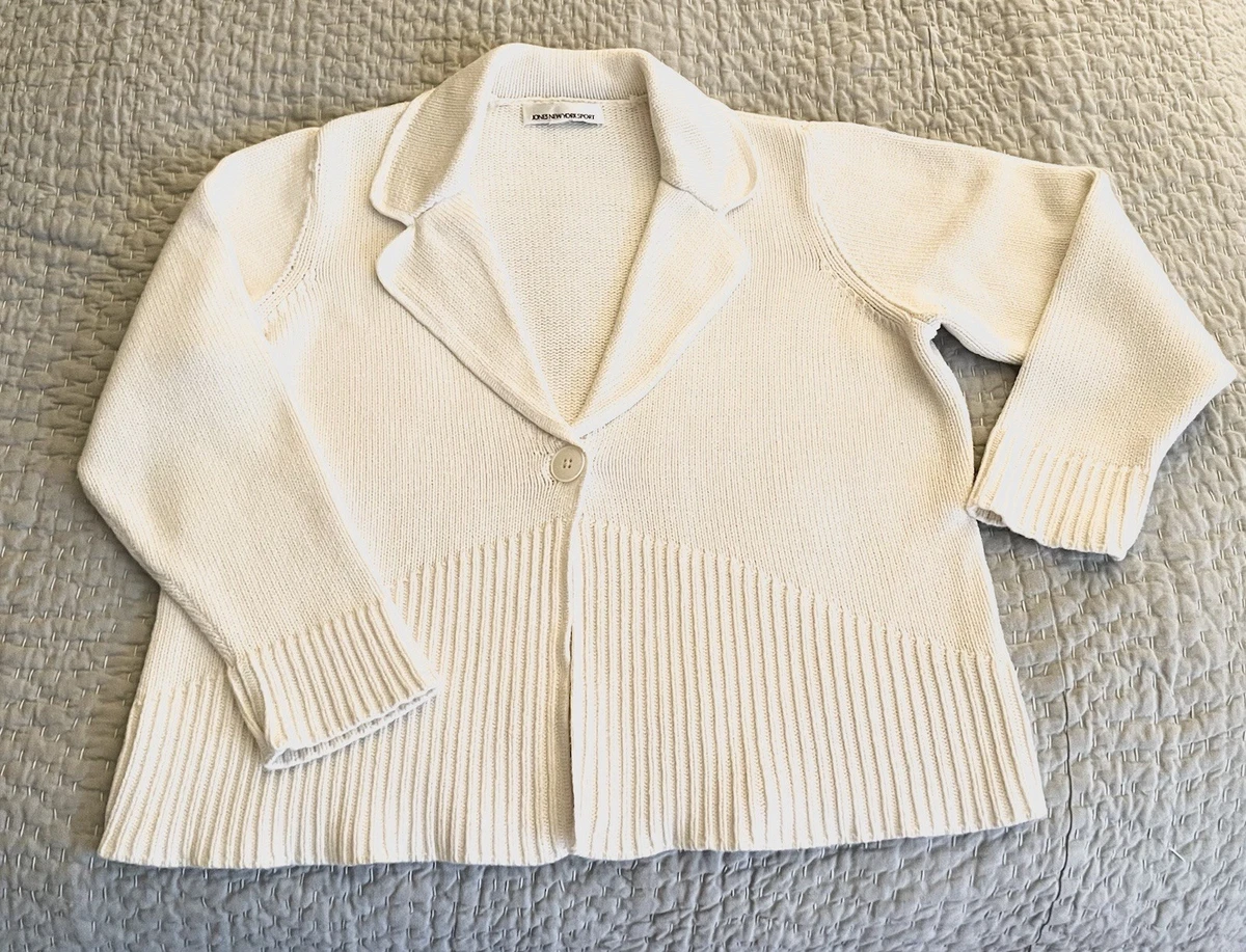 Cardigan Jones New York 100% Laine Mérinos Ivoire - Taille Medium (M), Neuf Avec étiquettes (NWT)