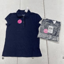 The Children's Place Polo Shirt Girls M 7/8 Blue Stretch School Uniform Top 2pk