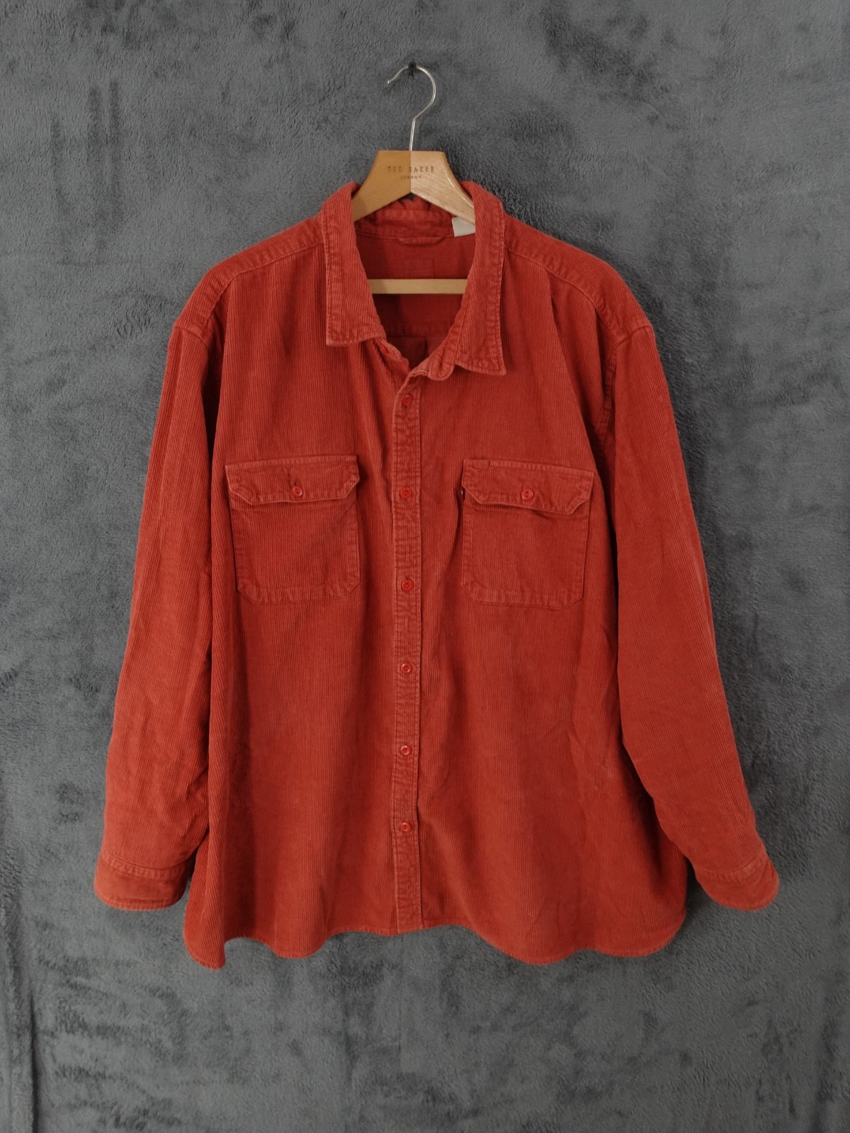 Levis Shirt Men 3XL Red Orange Corduroy Chore Worker Jumbo Overshirt Relaxed Fit