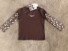 NWT GYMBOREE Girls Brown Top Floral LongSleeve Embroiled Flowers Front Barette 4