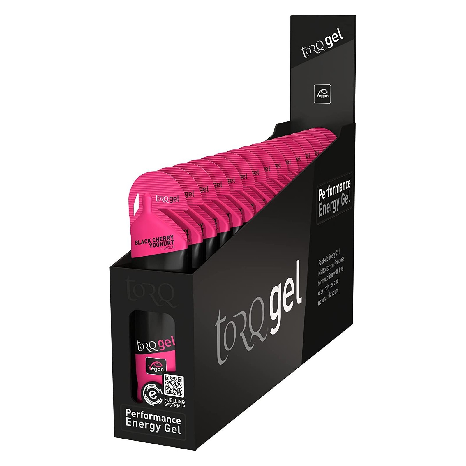 Torq Energy 45g Gels Carbohydrate Electrolytes Black Cherry Yoghurt Pack Of 15