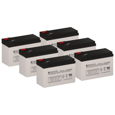 SigmasTek SP12-7.5 (T2) SLA AGM Battery Set of 6 for Liebert GXT2-3000RT-230 UPS