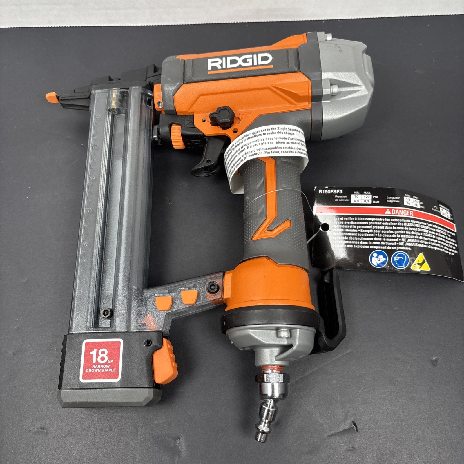 Ridgid R150FSF3 Pneumatic 18-Gauge 1-1/2 in. Finish Stapler    NEW!