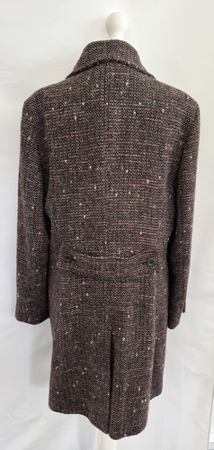 Marks & Spencer Per Una Coat Size 14 Wool Mix Pink Black Midi Tweed - Picture 4 of 9