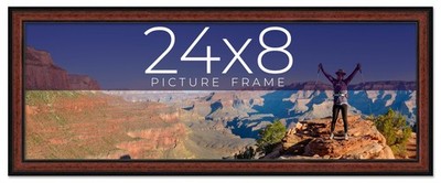 24x8 Frame Executive Brown Round Mahogany Finish Solid Wood Picture Frame | 1.25