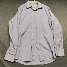 Charles Tyrwhitt Men's Dress Shirt Size 17/37in Blue White Micro Check Slim Fit