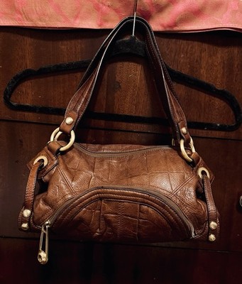 B. Makowsky  leather shoulder bag  crocodile-embossed  and gold hardware