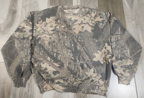 Vintage Jerzees Camo Sweat Shirt Mens Large Mossy Oak Break Up Outdoors