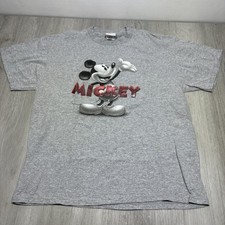 Large Vintage Mickey Mouse Disney Store Textured Name Graphic T-Shirt 90's Y2K