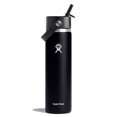 Hydro Flask 24oz Wide Mouth Flex Straw Bottle - Black: