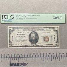 Homer City National Bank $20 1929 PCGS 64PPQ CH#8855