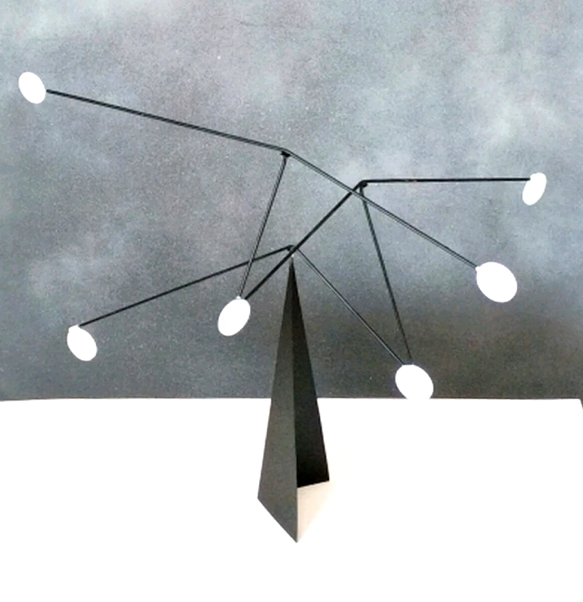 20 x 12" Black Stabile with White Discs Tabletop Mobile Kinetic Sculpture Art